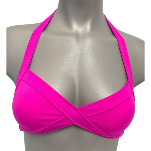 Victoria's Secret PINK Solid Dark Pink Triangle Wrap Swim Top S - Picture 1 of 2